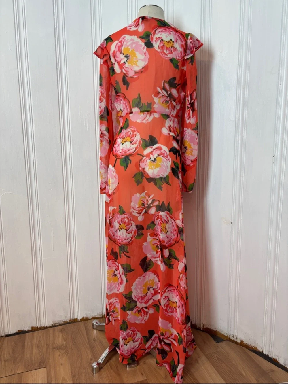 MARCIANO Floral Sheer Maxi Overlay – Wrap Duster Dress, Size S - Picture 3 of 10